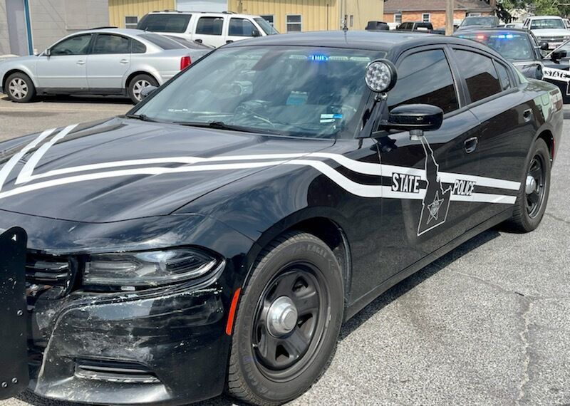 Damaged ISP vehicle during Chubbuck chase